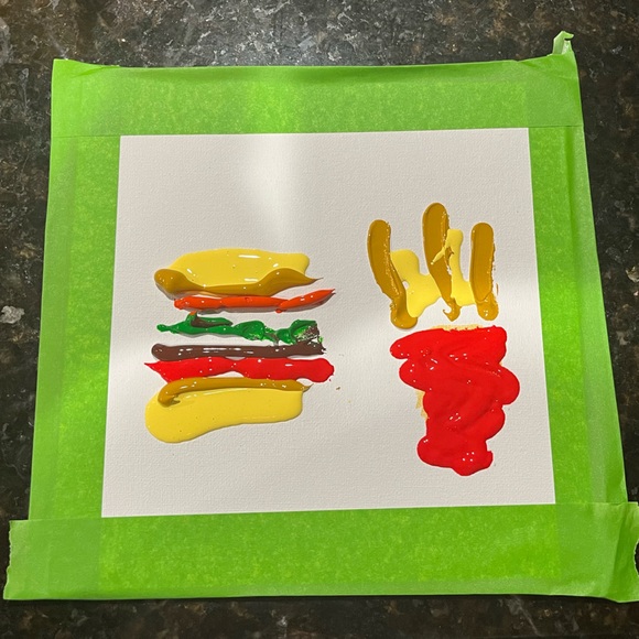 “Burger&Fries” Acrylic Painting by Talented Dachshund - Picture 2 of 8